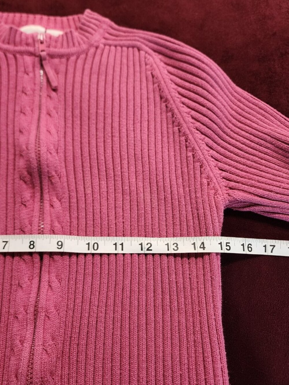 Cherokee Women's Junior's Cardigan Sweater Full Zip Ribbed Pink Size XL - Picture 7 of 10